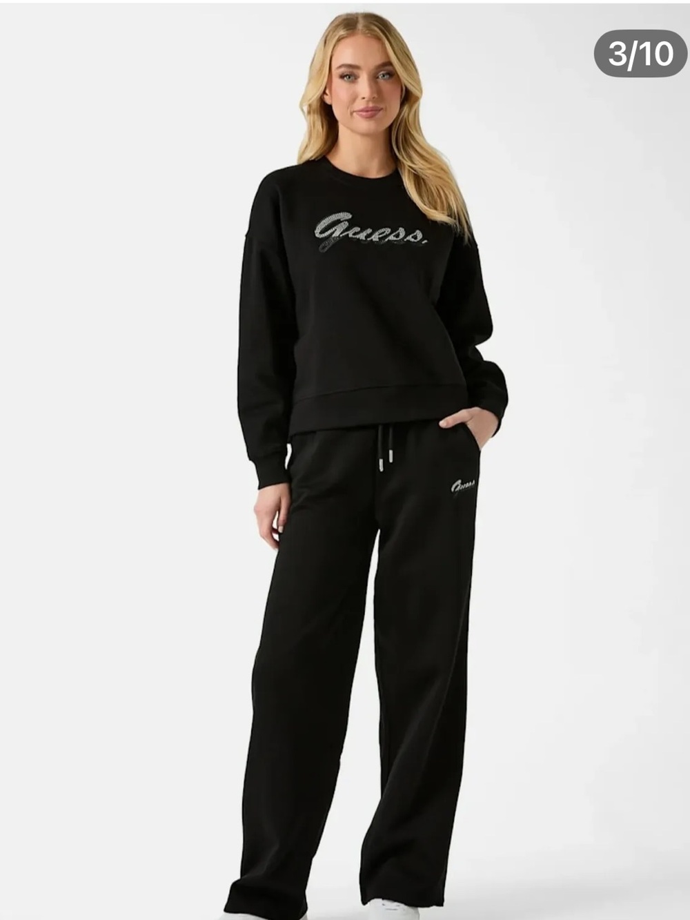 Guess Black Rhinestone Sweatshirt & Jogger Set Like New